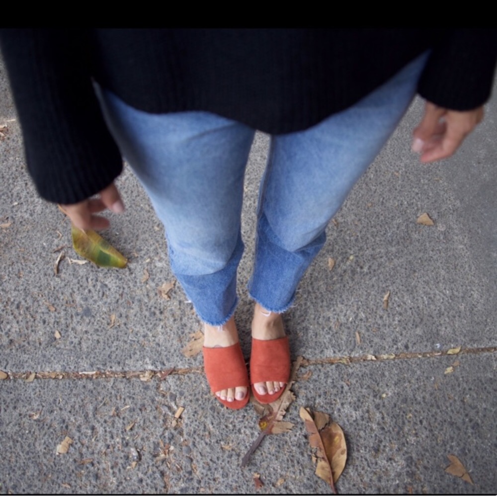 Forever 21 Orange Rust Slides Sandals